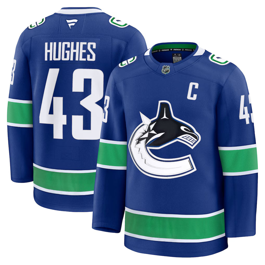 Quinn Hughes Vancouver Canucks Home Premium Jersey - Blue product image 1