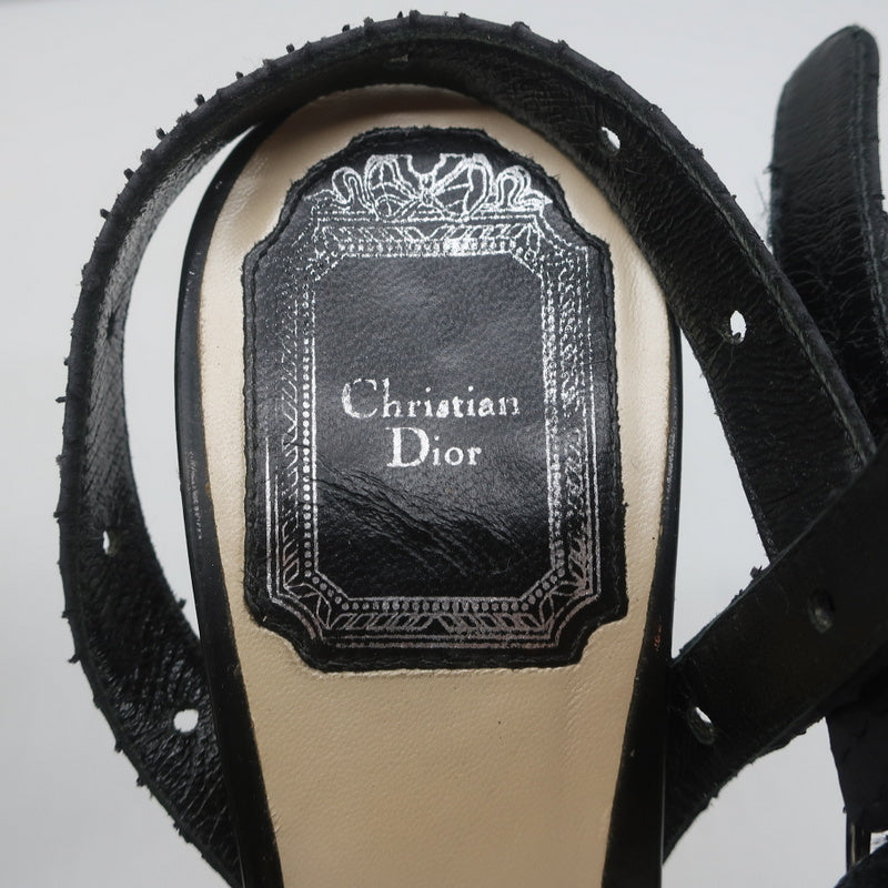 Christian Dior Platform Cut-Out Sandals Black Snakeskin & Patent Size 37.5 product image 10, provided for visual reference