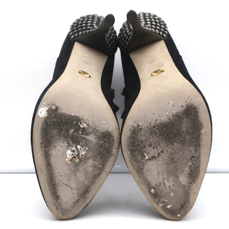 Sergio Rossi Studded Heel Booties Black Suede Size 38.5 Ankle Boots product image 10, provided for visual reference and