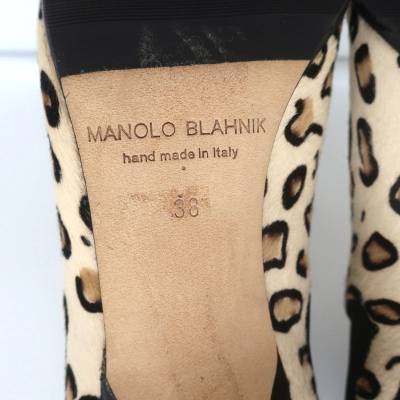 Manolo Blahnik Chelsea Booties Dildi Cream Leopard Print Calf Hair Size 38 NEW product image 10, provided for visual