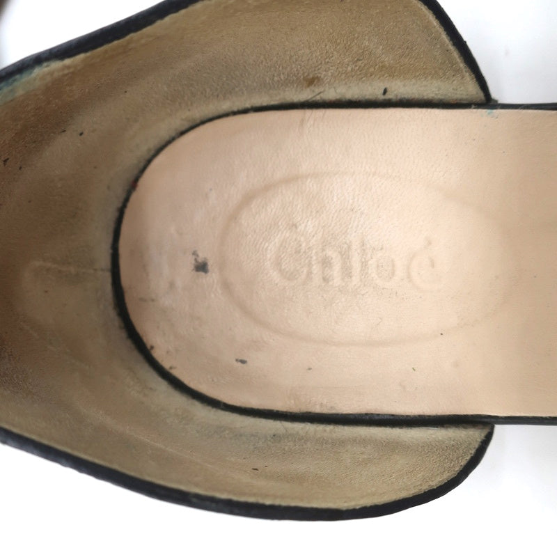 Chloe Ankle Strap Sandals Taffy Black/Blue Bicolor Leather Size 39 Open Toe Flat product image 10, provided for visual