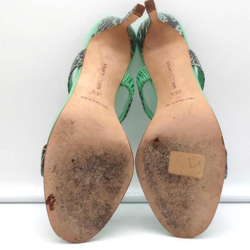 Manolo Blahnik Muluca Double-Band Slide Sandals Mint Snakeskin Size 38.5 product image 10, provided for visual reference and