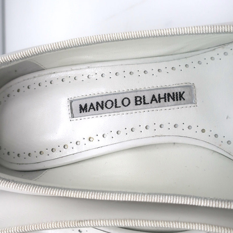 Manolo Blahnik Pumps Urgenzapla White Leather Size 36.5 Pointed Toe Heels product image 10, provided for visual reference