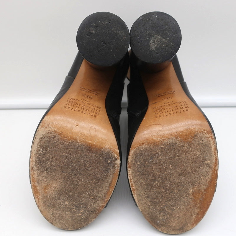 Maison Margiela Open Toe Booties Black Leather Size 37.5 Round Heel Slingback product image 10, provided for visual