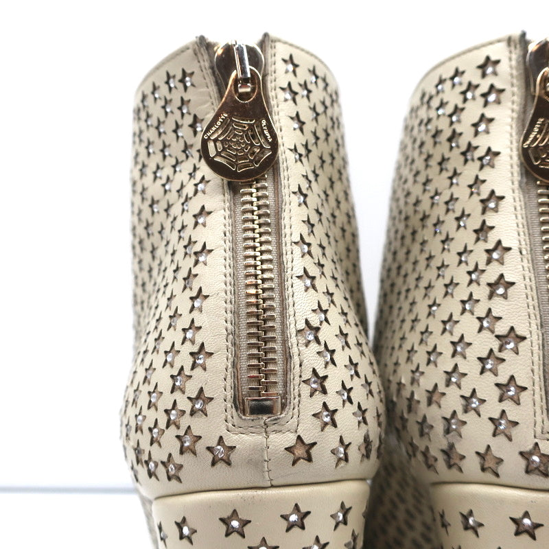 Charlotte Olympia Alba Star Ankle Boot Cream Crystal-Embellished Leather Size 38 product image 10, provided for visual