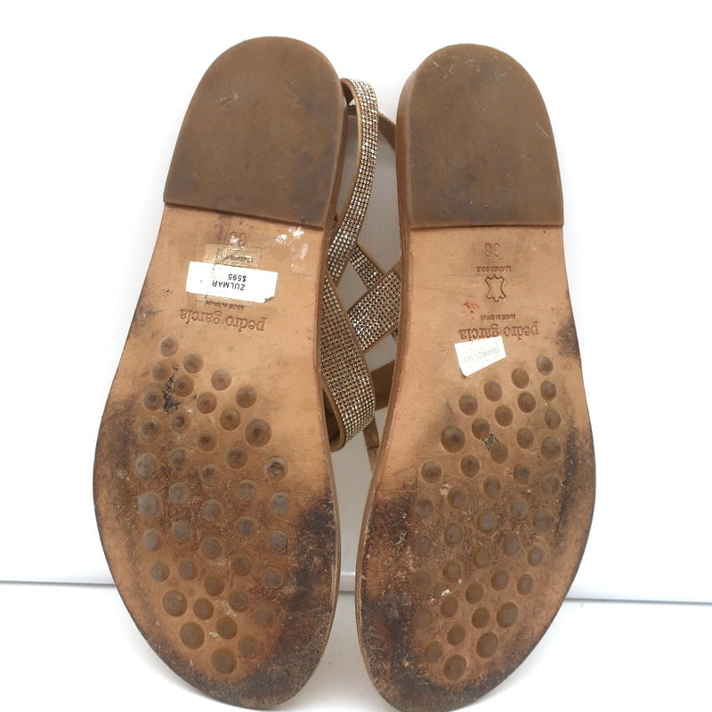 Pedro Garcia Crystal Thong Sandals Zulmar Gold Satin Size 38 Slingback Flats product image 10, provided for visual reference