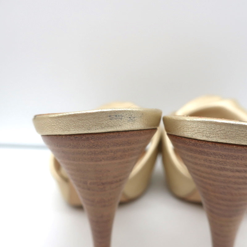 Giuseppe Zanotti Knotted Platform Mule Sandals Gold Metallic Leather Size 38.5 product image 10, provided for visual
