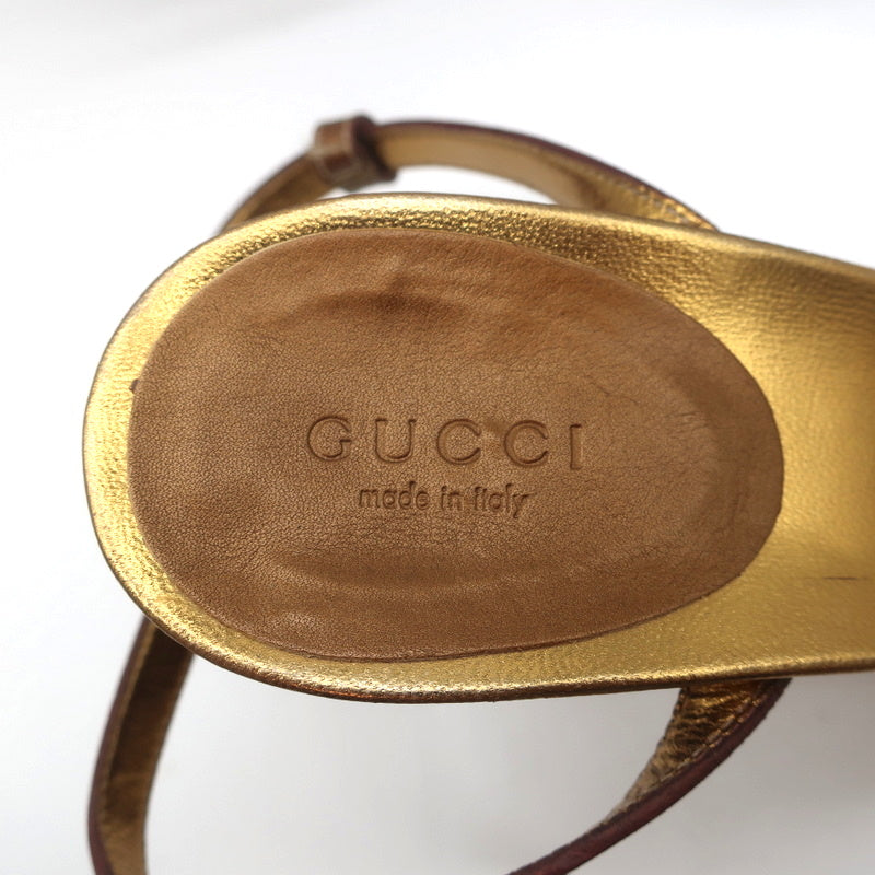Gucci Braided Platform Sandals Bronze Metallic Leather Size 9.5 Ankle Strap Heel product image 10, provided for visual