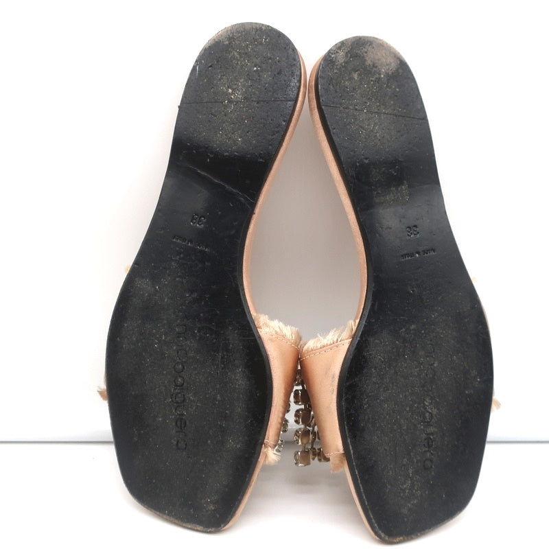 Anna Baiguera Crystal Fringe Slide Sandals Peach Satin Size 38 Flat Mules product image 10, provided for visual reference