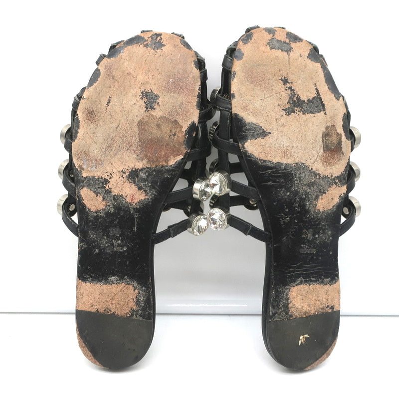 Alexander Wang Amelia Crystal-Studded Mules Black Leather Size 39 Caged Sandals product image 10, provided for visual