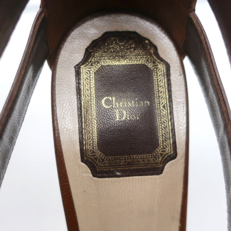 Christian Dior Platform Caged Sandals Brown Leather Size 38.5 Peep Toe Heels product image 9, provided for visual reference