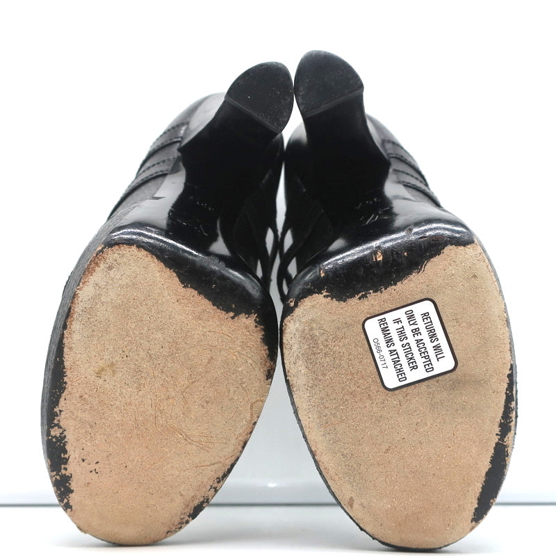 Louis Vuitton Ball Whip Crisscross Pumps Black Leather Size 35.5 Open Toe Heels product image 10, provided for visual