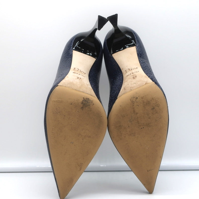 Christian Dior Songe Pumps Navy Cracked Leather Size 37 Pointed Toe Heels product image 9, provided for visual reference and