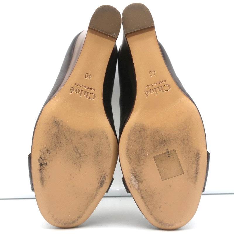 Chloe Buckle Wedge Pumps Dark Brown Leather Size 40 product image 10, provided for visual reference and product detail review