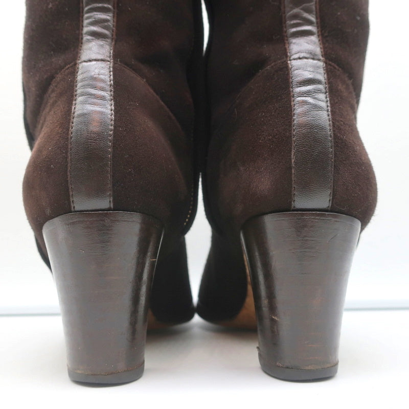Loro Piana Mid-Heel Ankle Boots Dark Brown Leather-Trim Suede Size 37.5 product image 10, provided for visual reference and