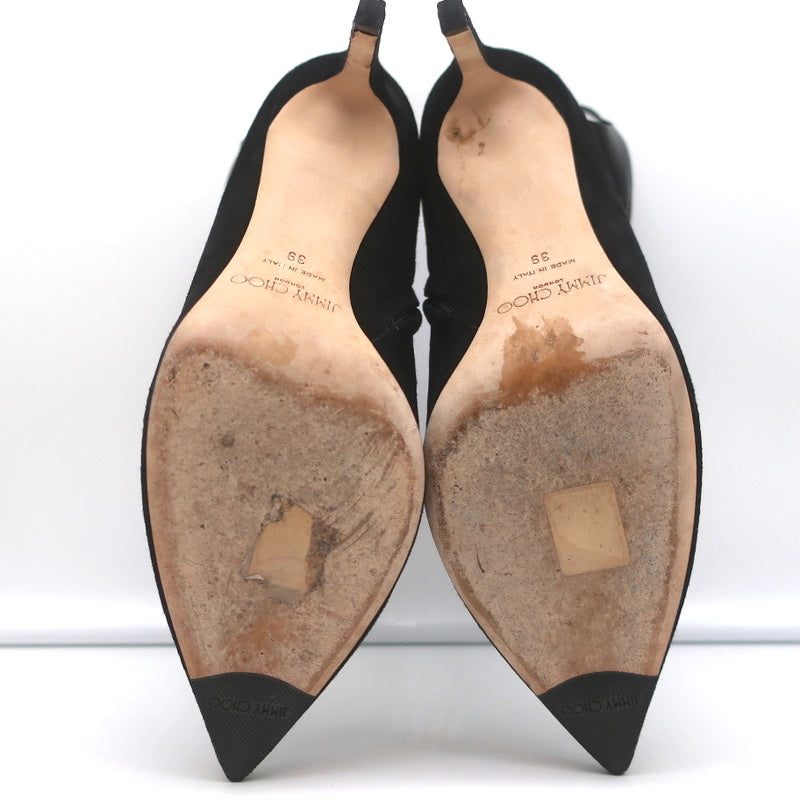 Jimmy Choo Kassidy Bow Ankle Boots Black Suede Size 39 Pointed Toe High Heel product image 10, provided for visual reference