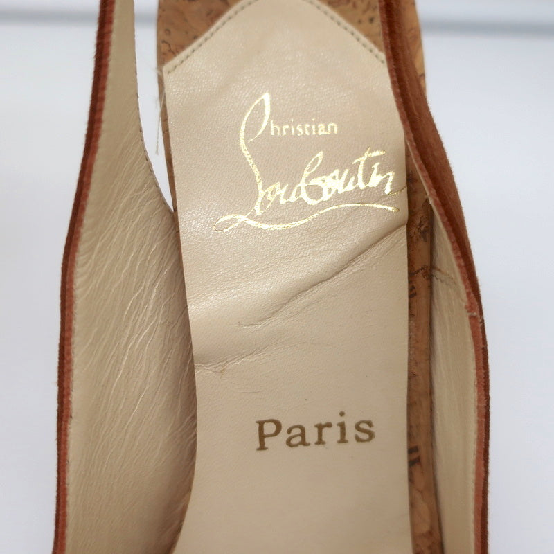 Christian Louboutin No Prive Cork Slingback Sandals Brown Suede Size 41.5 product image 10, provided for visual reference