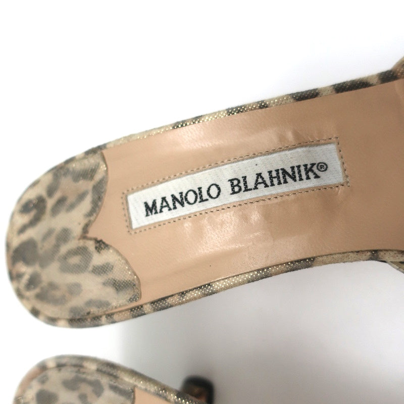 Manolo Blahnik Knot Slide Sandals Metallic Leopard Print Size 39.5 Kitten Heel product image 10, provided for visual
