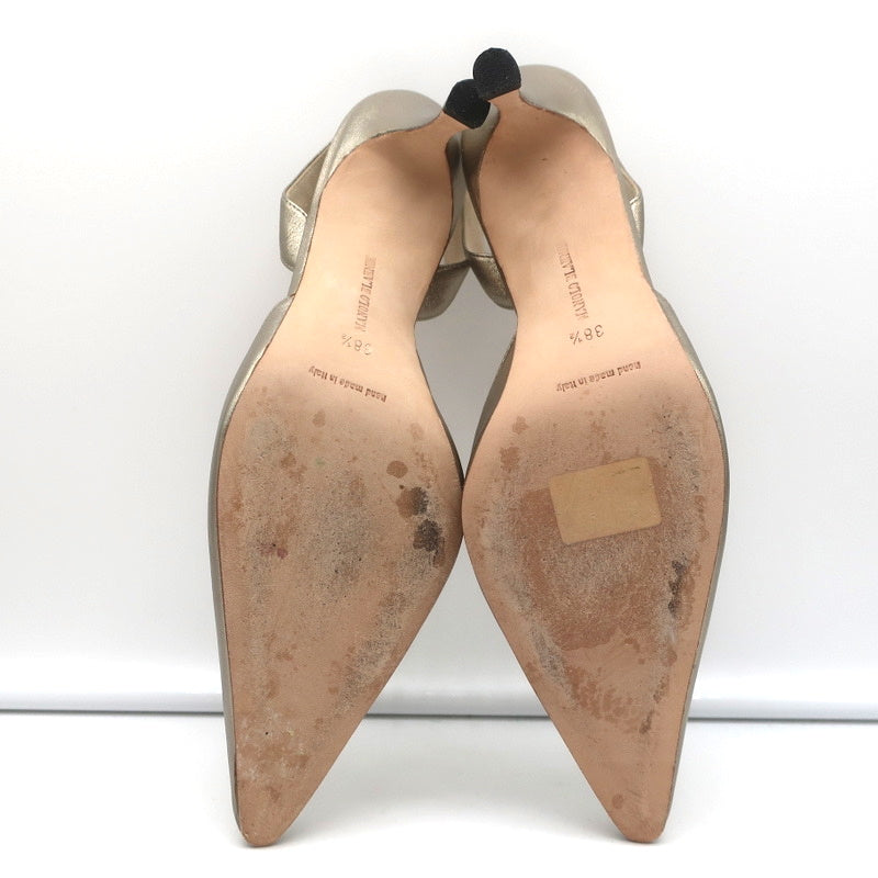 Manolo Blahnik Carolyne Slingback Pumps Gold Metallic Leather Size 38.5 product image 10, provided for visual reference and