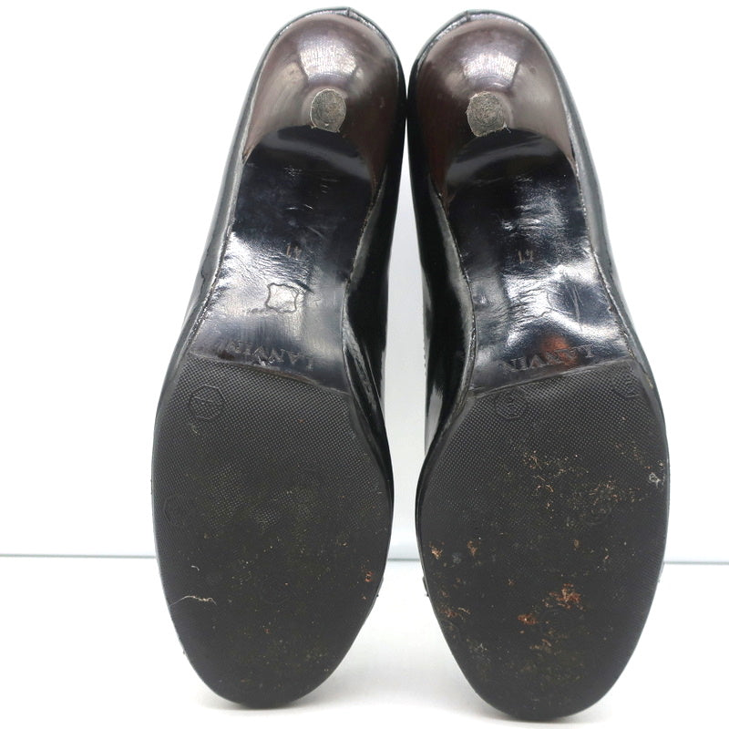 Lanvin Ankle Boots Black Patent Leather Size 41 Kitten Heel Booties product image 10, provided for visual reference and