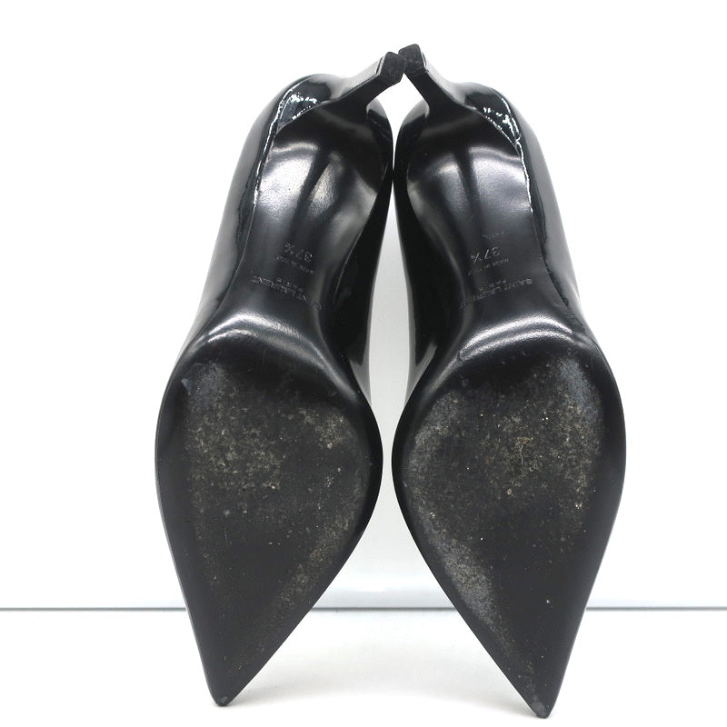 Saint Laurent Paris 80 Pumps Black Patent Leather Size 37.5 Pointed Toe Heels product image 10, provided for visual
