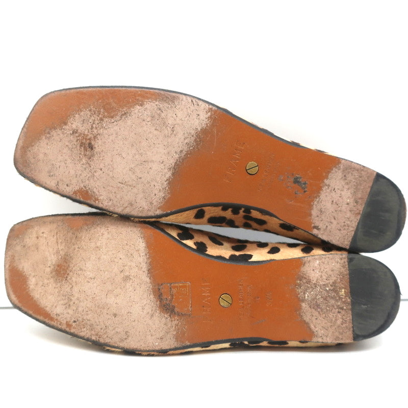 Frame Square Toe Ballet Flats Le Sunset Leopard Print Calf Hair Size 37.5 product image 11, provided for visual reference
