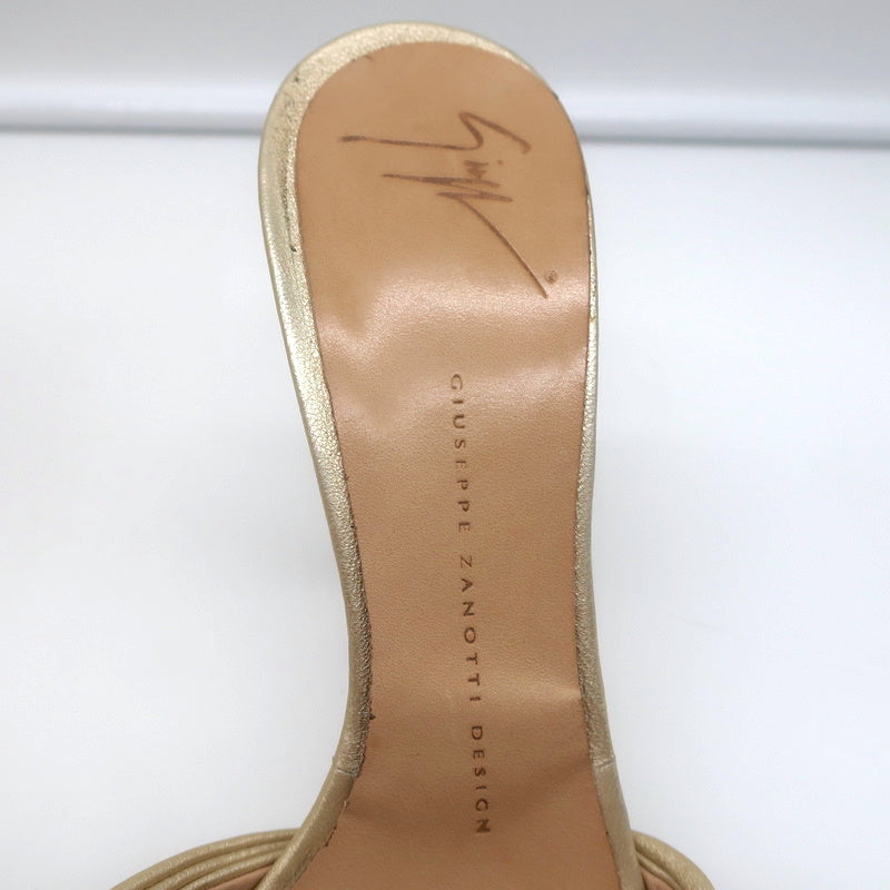 Giuseppe Zanotti Knotted Platform Mule Sandals Gold Metallic Leather Size 38.5 product image 11, provided for visual