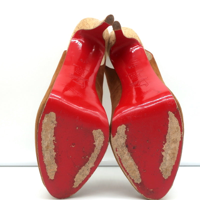 Christian Louboutin No Prive Cork Slingback Sandals Brown Suede Size 41.5 product image 11, provided for visual reference