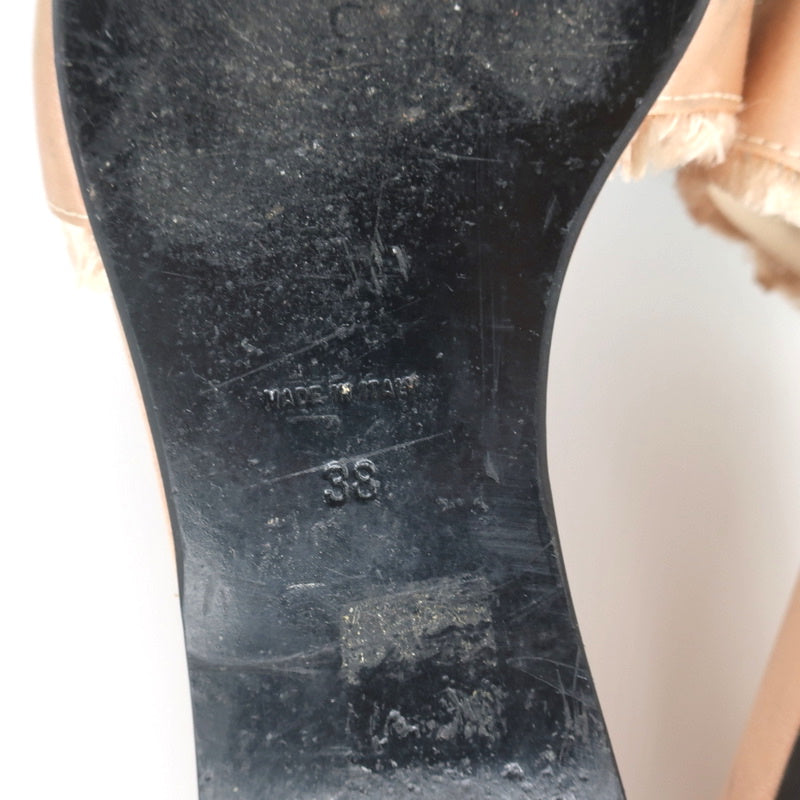 Anna Baiguera Crystal Fringe Slide Sandals Peach Satin Size 38 Flat Mules product image 11, provided for visual reference