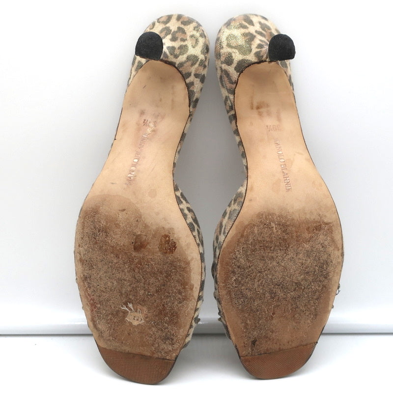 Manolo Blahnik Knot Slide Sandals Metallic Leopard Print Size 39.5 Kitten Heel product image 11, provided for visual