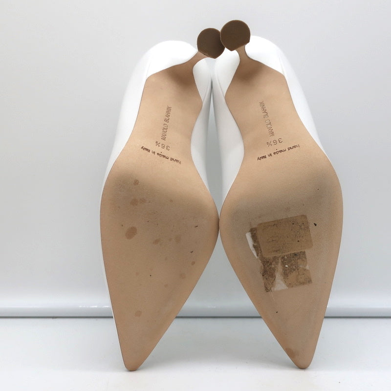 Manolo Blahnik Pumps Urgenzapla White Leather Size 36.5 Pointed Toe Heels product image 11, provided for visual reference