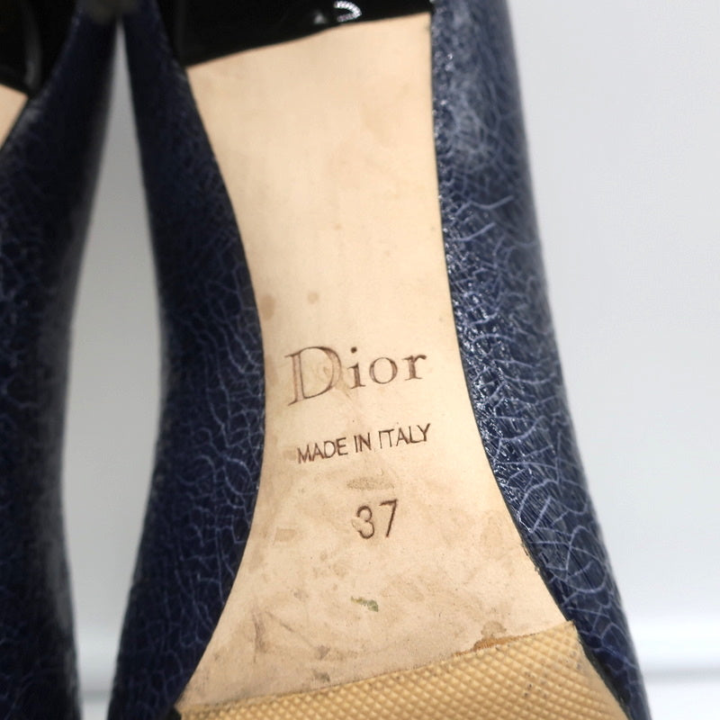 Christian Dior Songe Pumps Navy Cracked Leather Size 37 Pointed Toe Heels product image 10, provided for visual reference