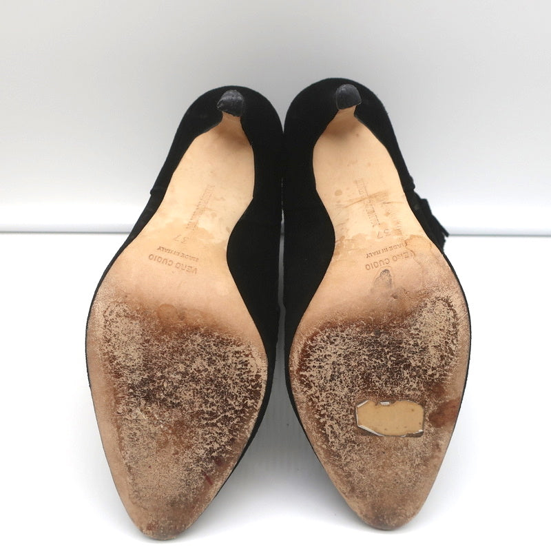 Manolo Blahnik Tassel Ankle Boots Black Suede Size 37 High Heel Booties product image 11, provided for visual reference and