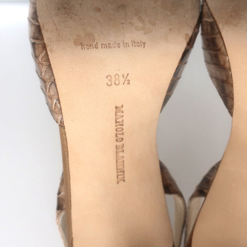 Manolo Blahnik Carolyne Slingback Pumps Brown Snakeskin Size 38.5 Pointed Toe product image 11, provided for visual