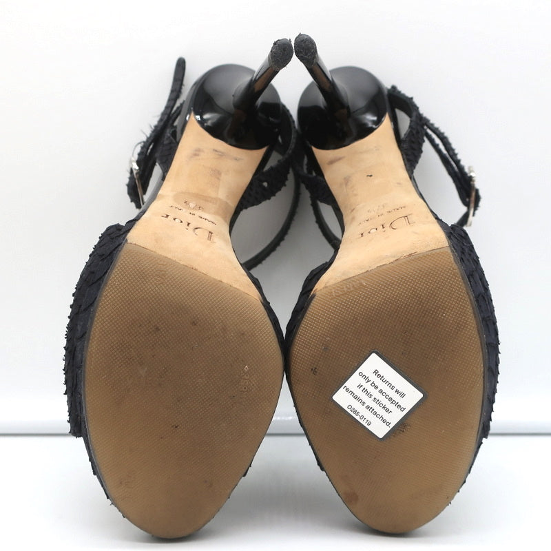 Christian Dior Platform Cut-Out Sandals Black Snakeskin & Patent Size 37.5 product image 11, provided for visual reference