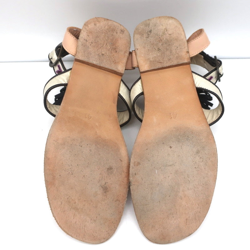 Meher Kakalia Tiki Sofia Tassel Sandals Beaded Embroidered Leather Size 41 product image 11, provided for visual reference