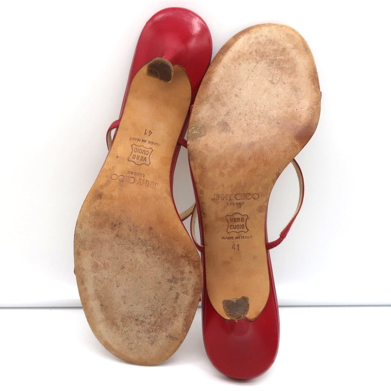 Jimmy Choo Ring Slide Sandals Red Leather Size 41 Open Toe Heels product image 11, provided for visual reference and product