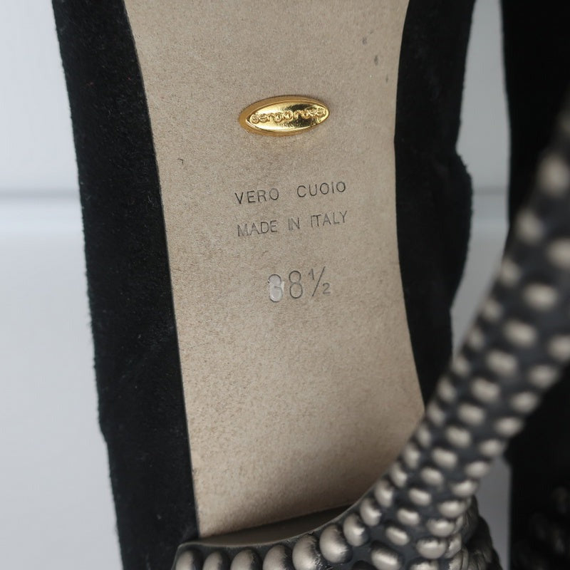 Sergio Rossi Studded Heel Booties Black Suede Size 38.5 Ankle Boots product image 11, provided for visual reference and