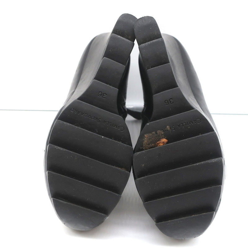 Camilla Skovgaard Saw-Sole Wedge Booties Black Leather Size 36 Ankle Boots product image 12, provided for visual reference