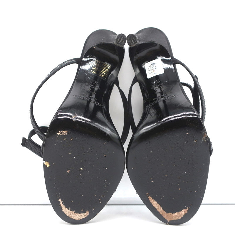 Pedro Garcia Ankle Strap Sandals Clara Black Crystal-Embellished Satin Size 37 product image 12, provided for visual