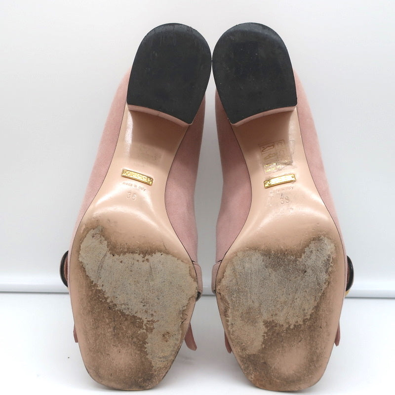 Gucci Marmont Mid-Heel Pumps Light Pink Fringed Suede Size 38 product image 12, provided for visual reference and product