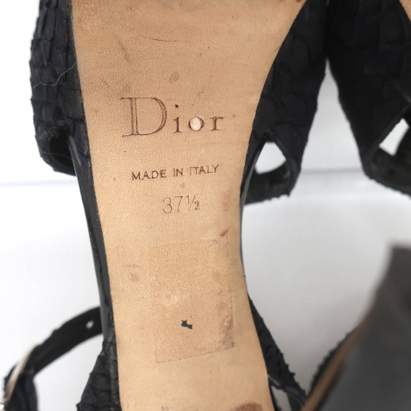 Christian Dior Platform Cut-Out Sandals Black Snakeskin & Patent Size 37.5 product image 12, provided for visual reference