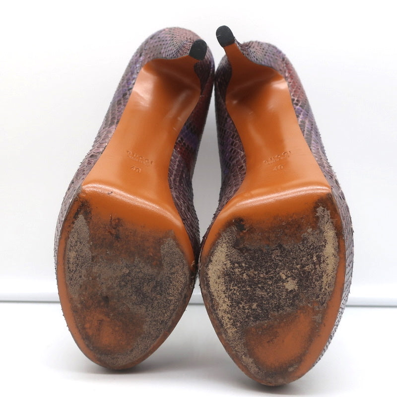 Gucci Platform T-Strap Pumps Purple Snakeskin Size 40 Peep Toe Heels product image 12, provided for visual reference and