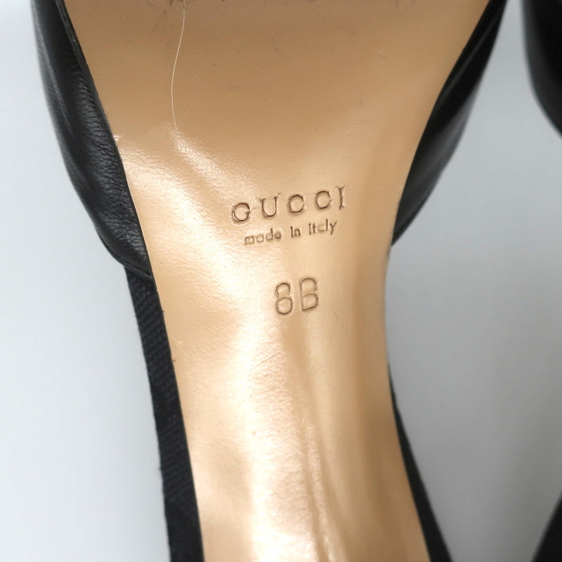 Gucci Bow Mules Black Monogram Canvas & Leather Size 8 Pointed Toe Heels product image 12, provided for visual reference and