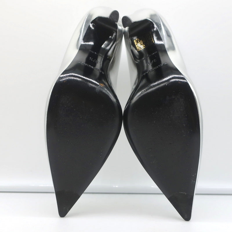Balenciaga Broken Mirror Heels Silver Metallic Leather Size 37.5 Point-Toe Pumps product image 12, provided for visual