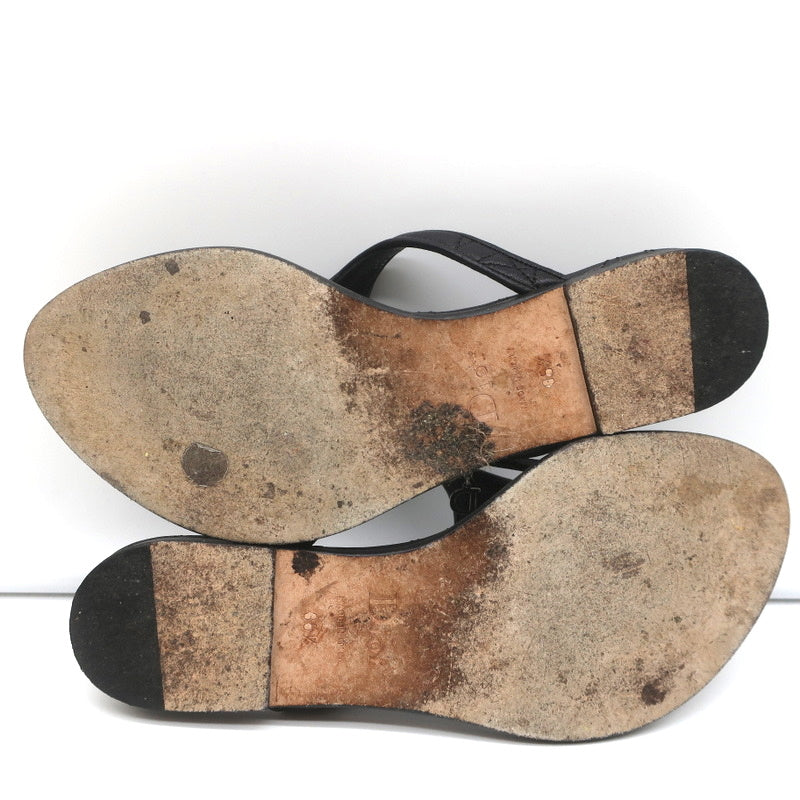 Christian Dior Cannage Thong Sandals Black Leather Size 35.5 Flat Slides product image 12, provided for visual reference and