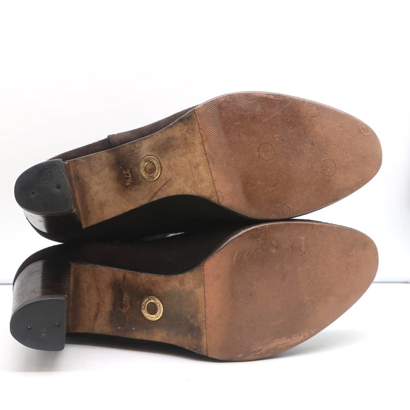 Loro Piana Mid-Heel Ankle Boots Dark Brown Leather-Trim Suede Size 37.5 product image 12, provided for visual reference and