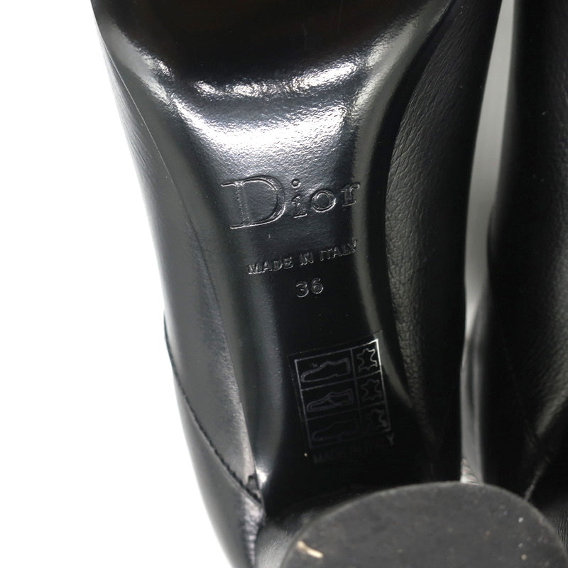Christian Dior CD Chain Embellished Ankle Boots Black Leather Size 36 High Heel product image 12, provided for visual