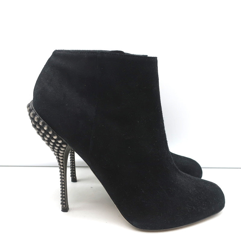 Sergio Rossi Studded Heel Booties Black Suede Size 38.5 Ankle Boots product image 2, provided for visual reference and