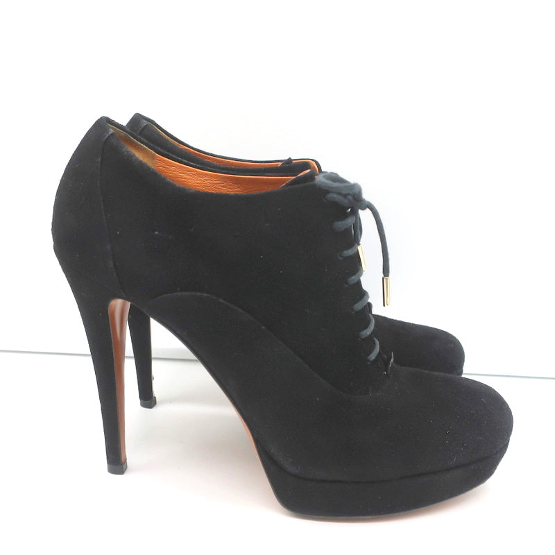 Gucci Betty Lace-Up Platform Booties Black Suede Size 38.5 product image 2, provided for visual reference and product detail